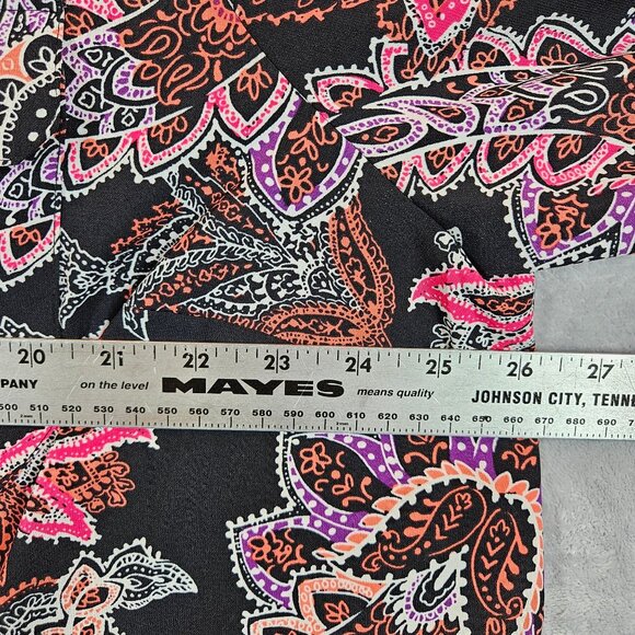 Catherines Womens 1X Button up Blouse 3/4 Sleeve Paisley Multi-Color office bold - Picture 4 of 10